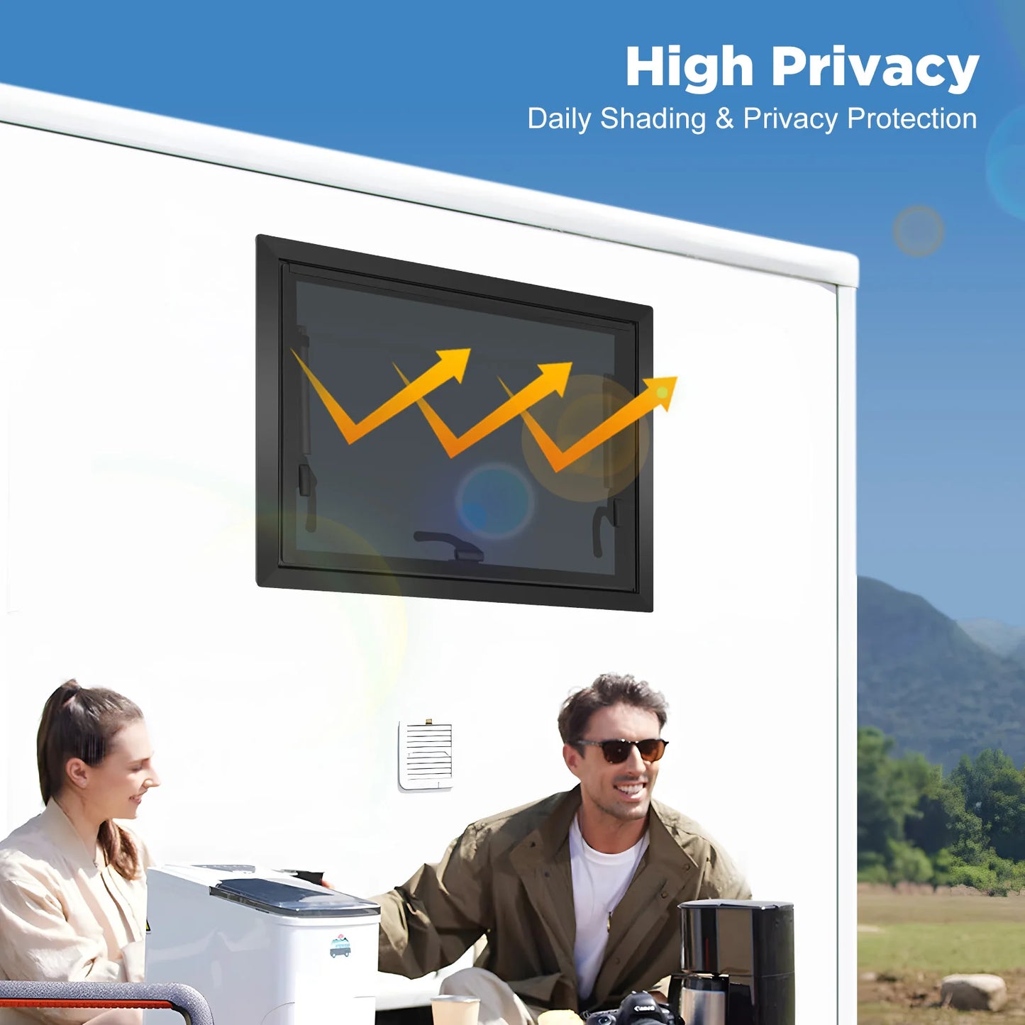 RV Push-out Window Aluminum Alloy Tempered Glass 65 Degree Lockable Handle