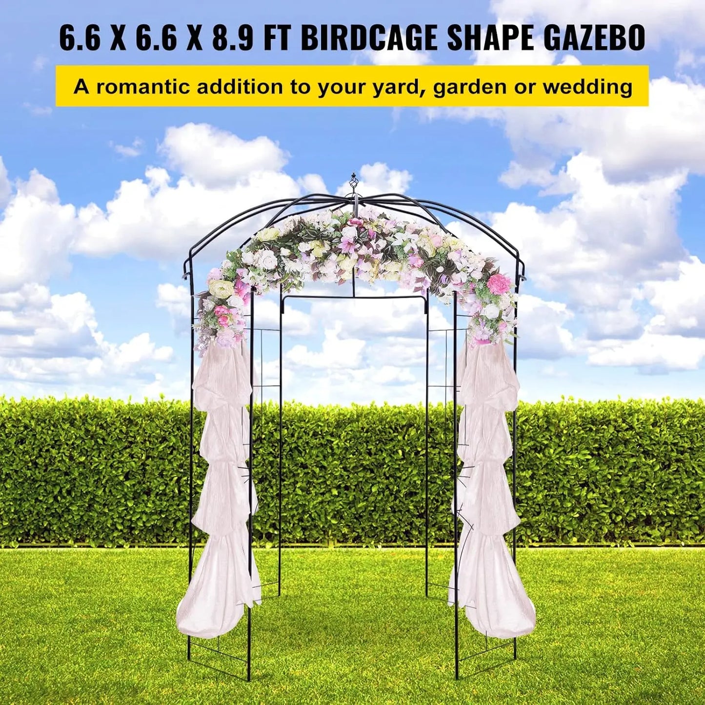 Birdcage Garden Arch 9ft High Heavy Duty Wrought Iron Wedding Trellis