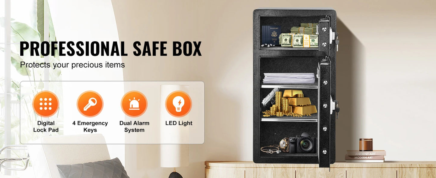 SucceBuy 4.0 cu.ft Safe Box with Key Lock Fingerprint LED Light