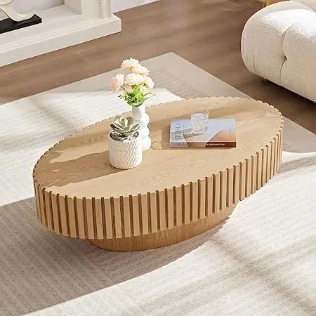 Modern Lift Top Coffee Table with Hidden Storage Oval Design 47.2"