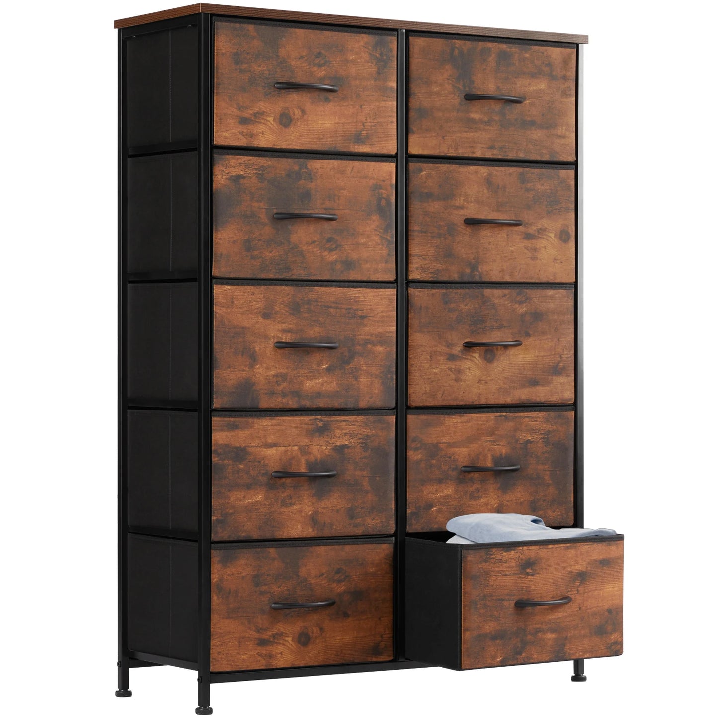 Ljustra Bedside Table with 10 Fabric Drawers Steel Frame Storage Unit