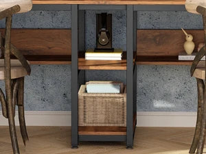 Ljustra Two Person Desk with Bookshelf Rustic Home Office Workstation