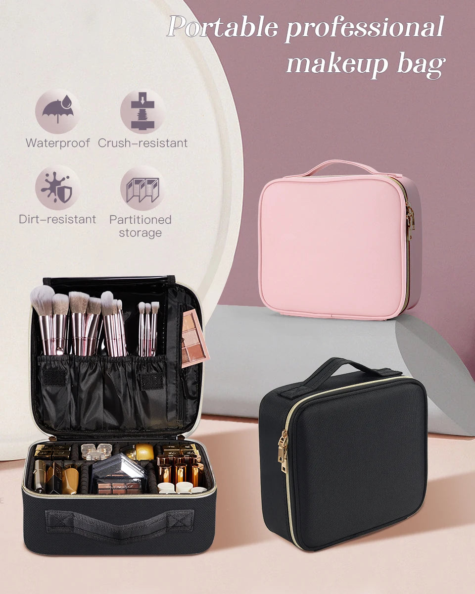 Ljustra Makeup Bag Professional Cosmetic Brush Case Portable Organizer