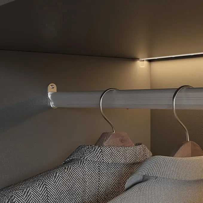 Ljustra Modern Wardrobe Cabinet with LED Light Strips Glass Doors 59.1 Inch