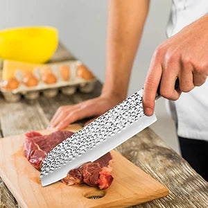 8pcs Chef Knife Set Hammer Pattern Sharp Blade Meat Salmon Slicing Knives