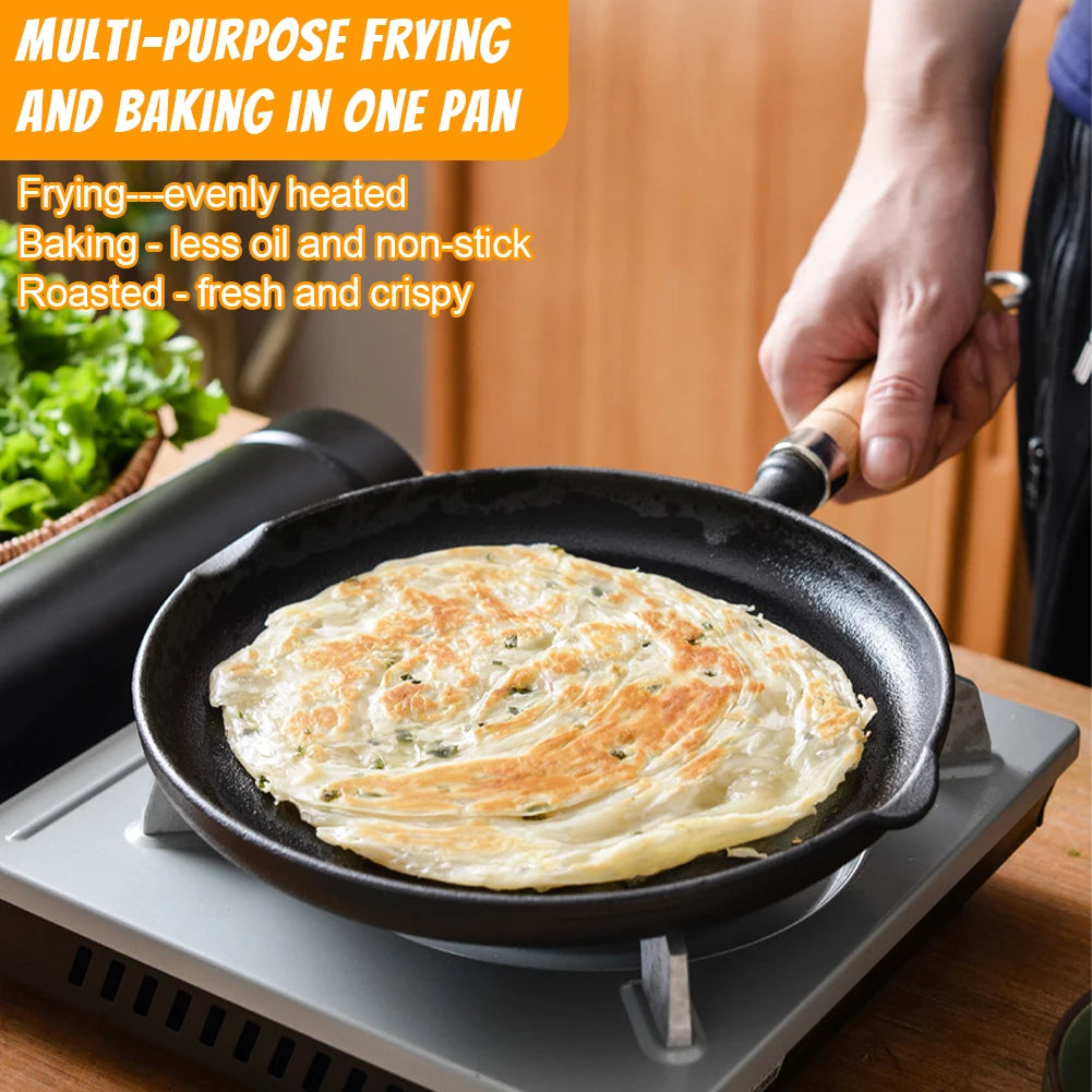9 Inch Cast Iron Skillet Non Stick Frying Pan Kitchen Camping Cookware