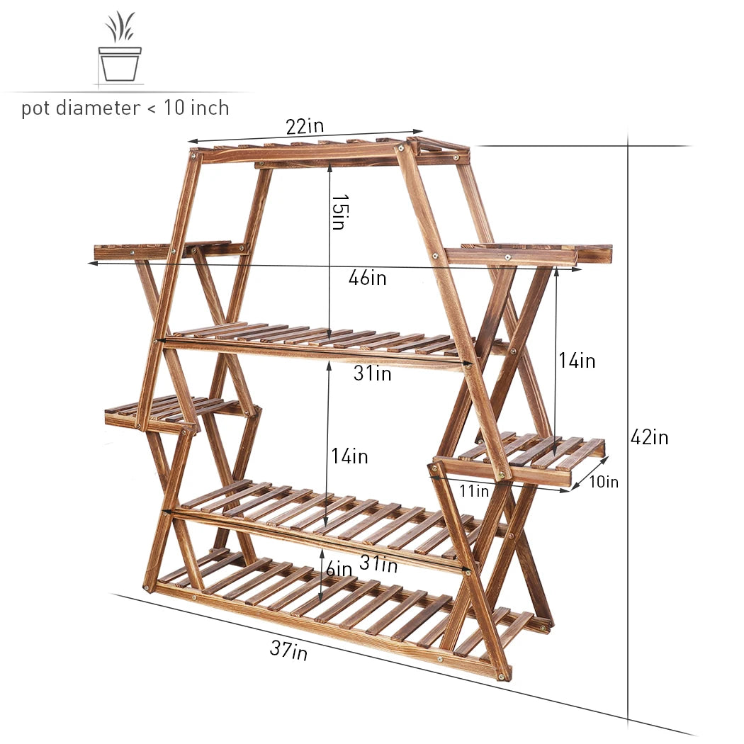 Extra Large Multi Tier Wood Flower Rack Plant Stand Indoor Outdoor