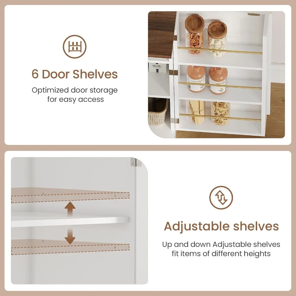 Buffet Cabinet with Storage and Charging Station Farmhouse Sideboard