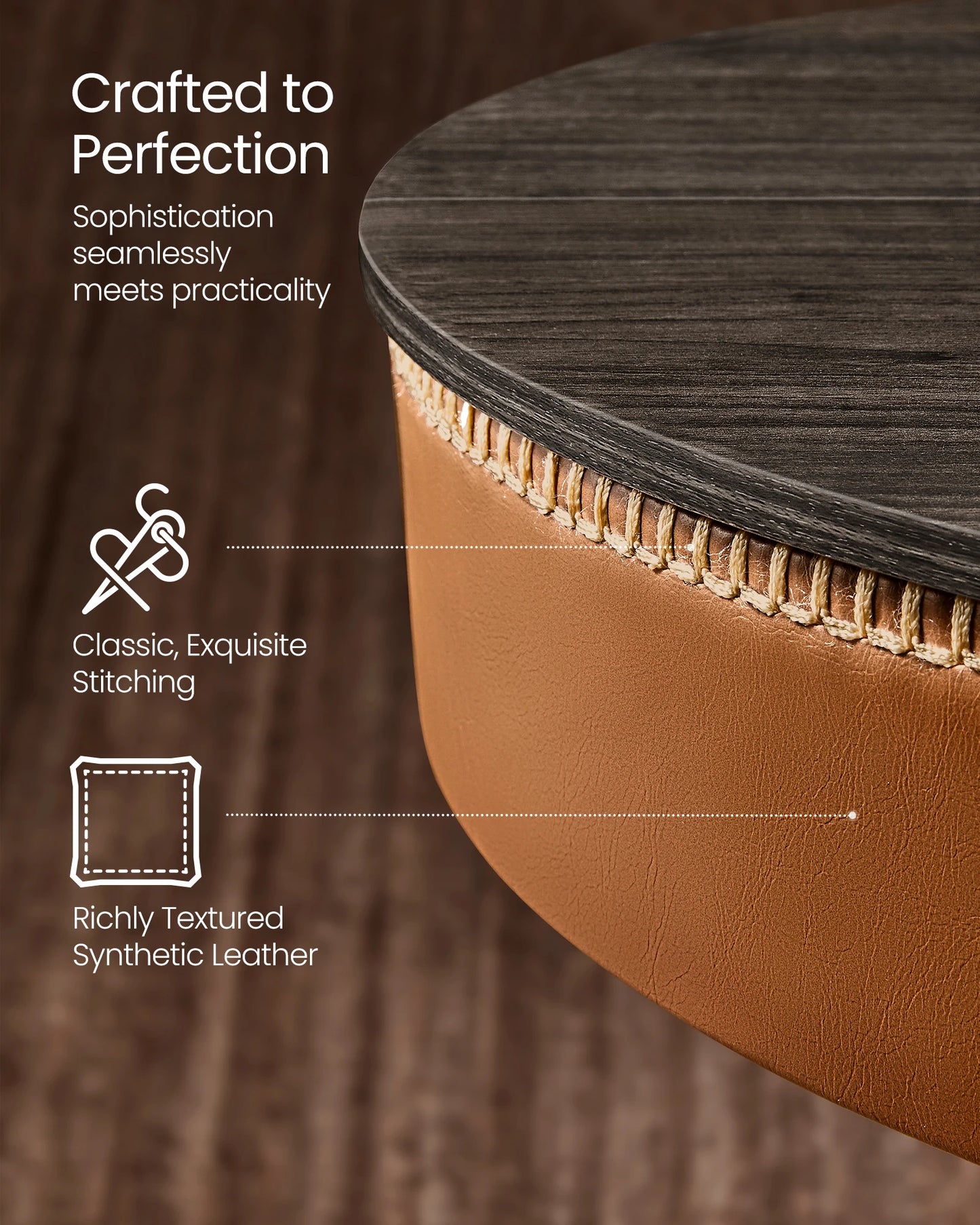 Height Adjustable Round Bar Table with Storage Modern Pub Table