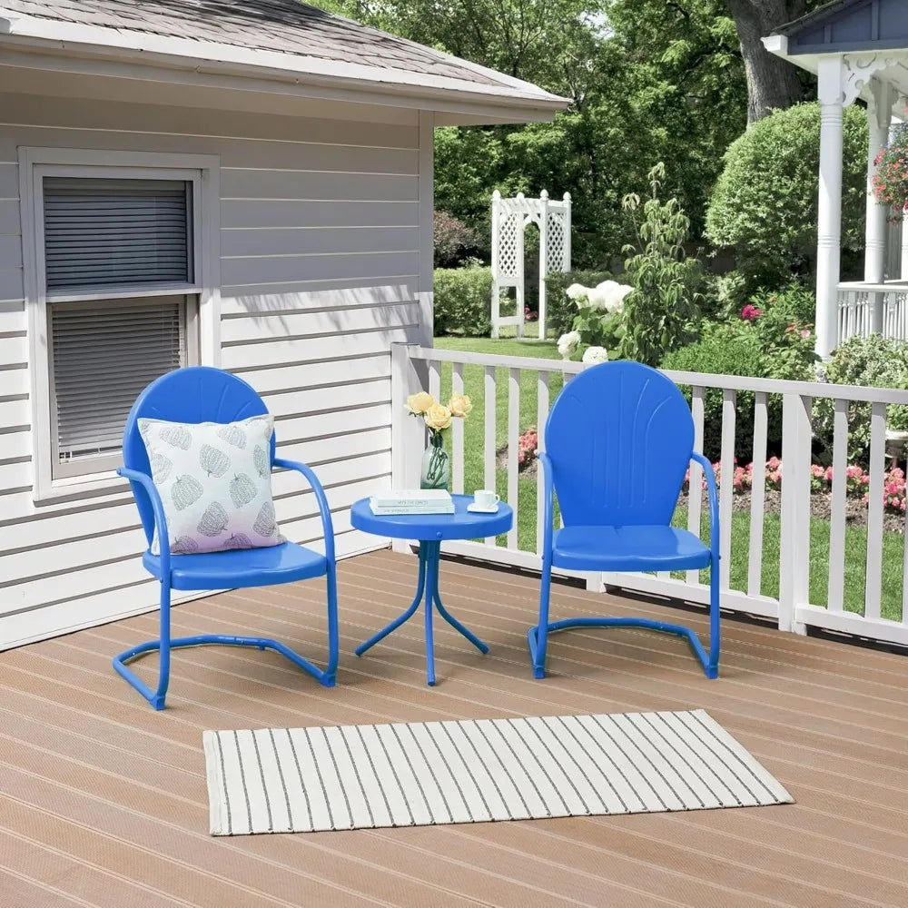 Retro 3 Piece Patio Bistro Set Metal Outdoor Seating Chairs Table