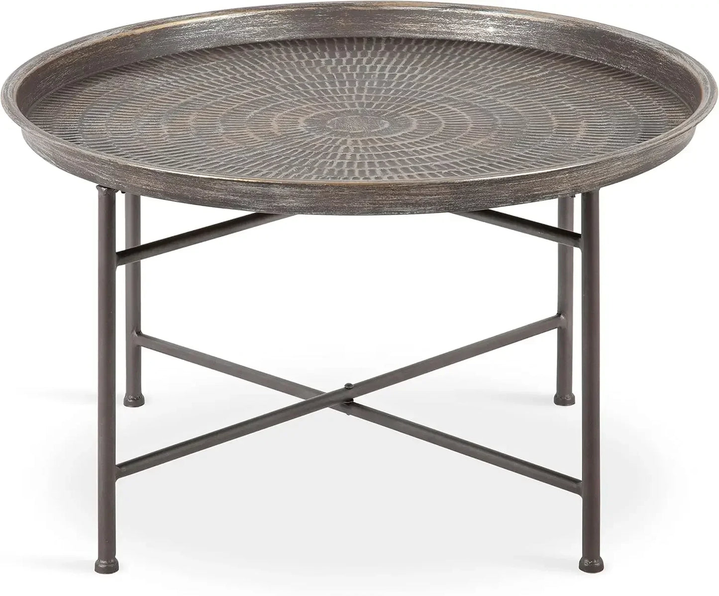 Mahdavi Boho-Chic Hammered Metal Tray Coffee Table by Ljustra