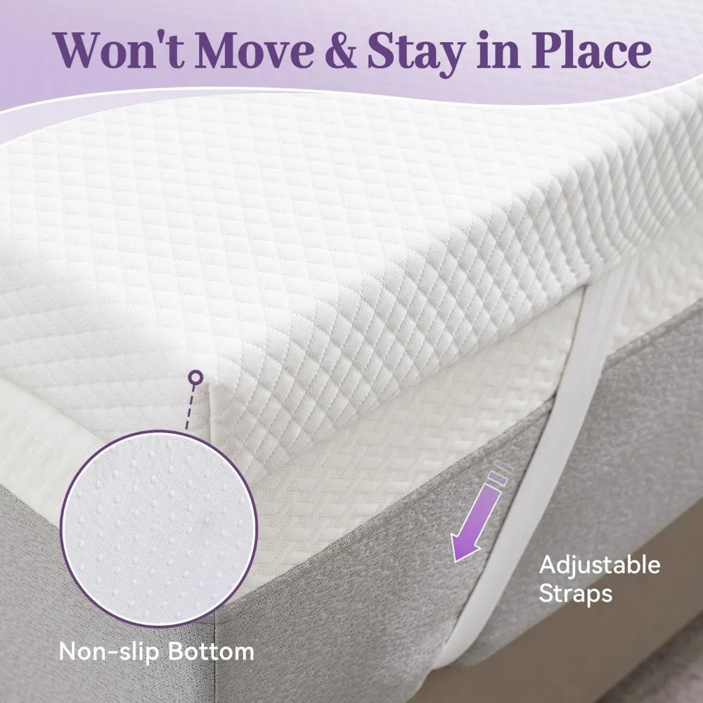 Ljustra 2 Inch Gel Memory Foam Mattress Topper Twin Size Ventilated Pad