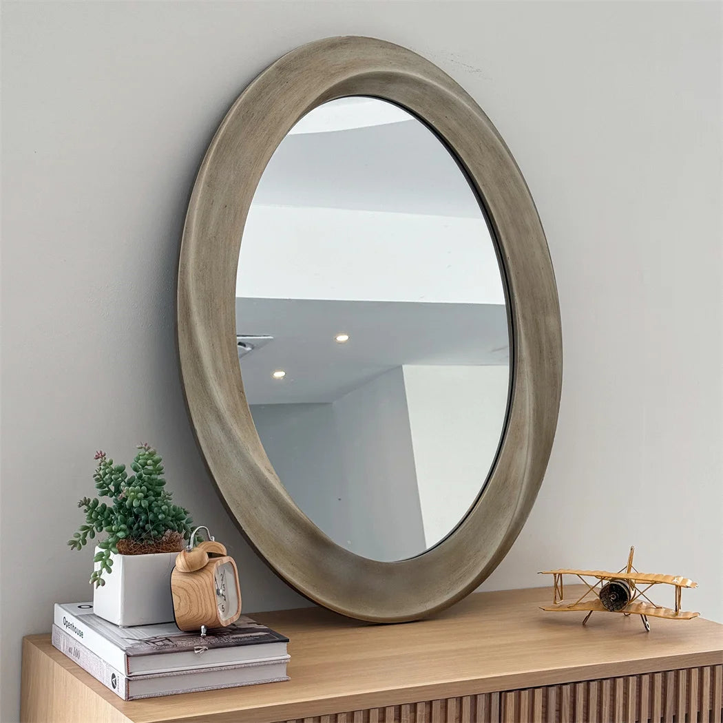 Ljustra Antique Baroque Gold Oval Beveled Wall Mirror for Home Decor
