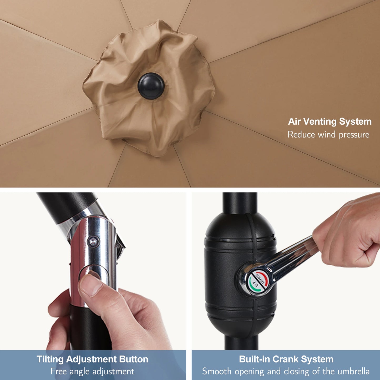 Ljustra Outdoor Patio Umbrella UV Protection Garden Umbrella for Pool