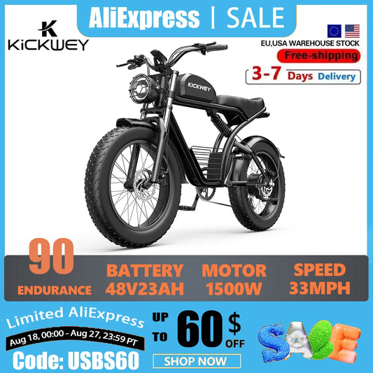 Ljustra K7 Adult Electric Bicycle 1500W 48V Mountain Fat Tire E-Bike