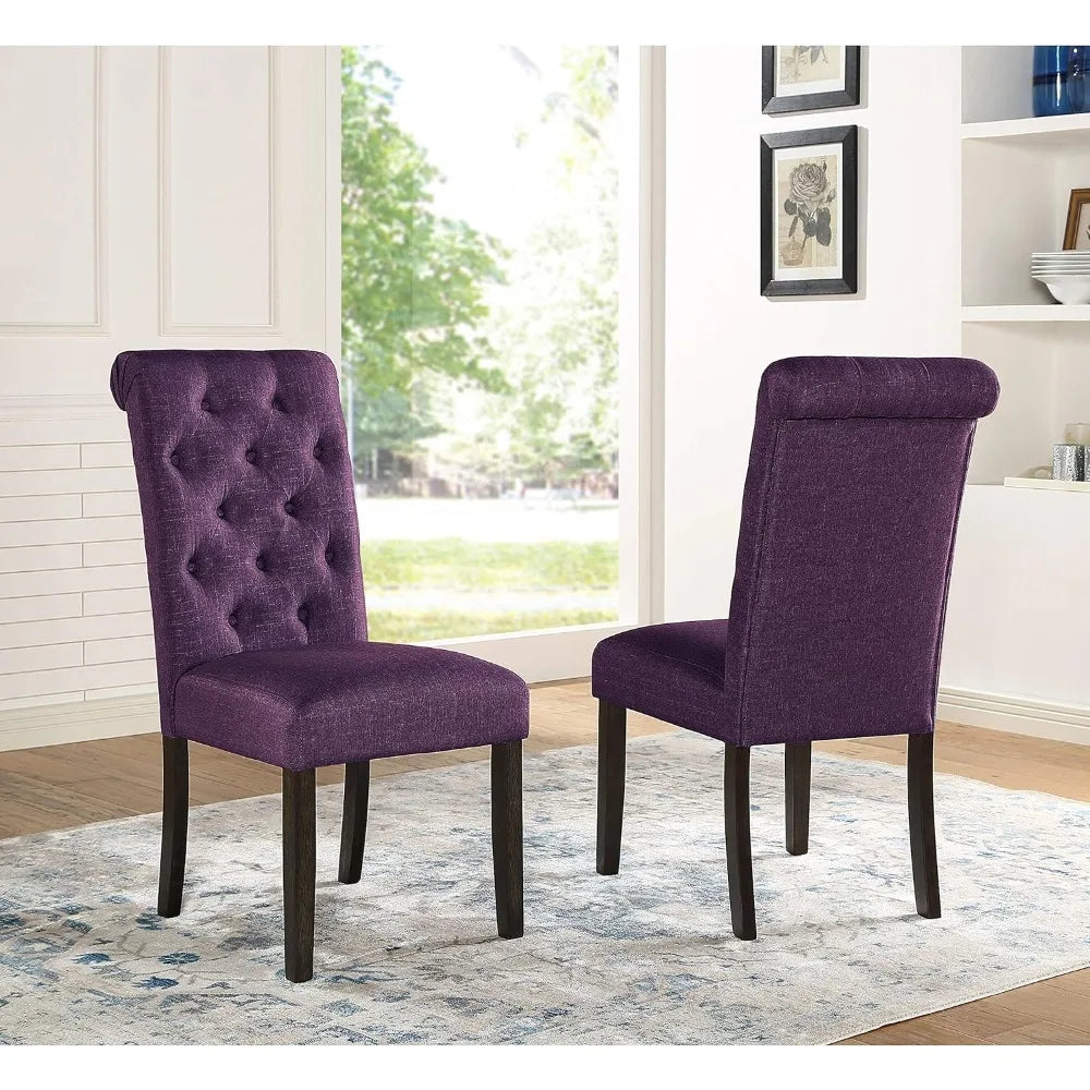 Leviton Solid Wood Tufted Parsons Dining Chairs Set of 2 Modern Furniture