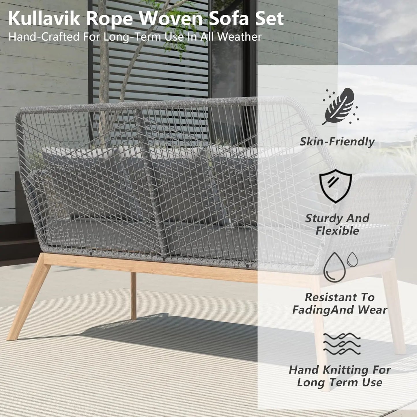 Outdoor Patio Furniture Set Modern Rope Woven Sectional Sofa Set