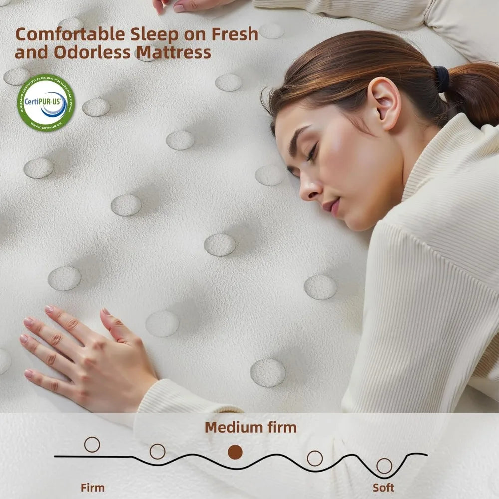 Ljustra Medium Firm Hybrid Mattress with Lumbar Support 12 Inch