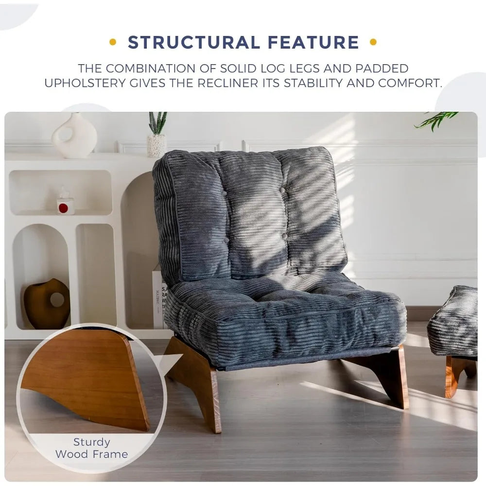 Accent Chair Ottoman Adjustable Backrest Tufted Living Room Furniture