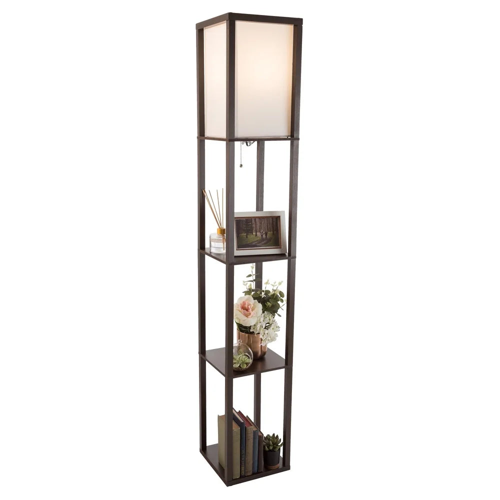 62 Inch LED Floor Lamp with 3 Tier Shelves for Living Room Bedroom Office