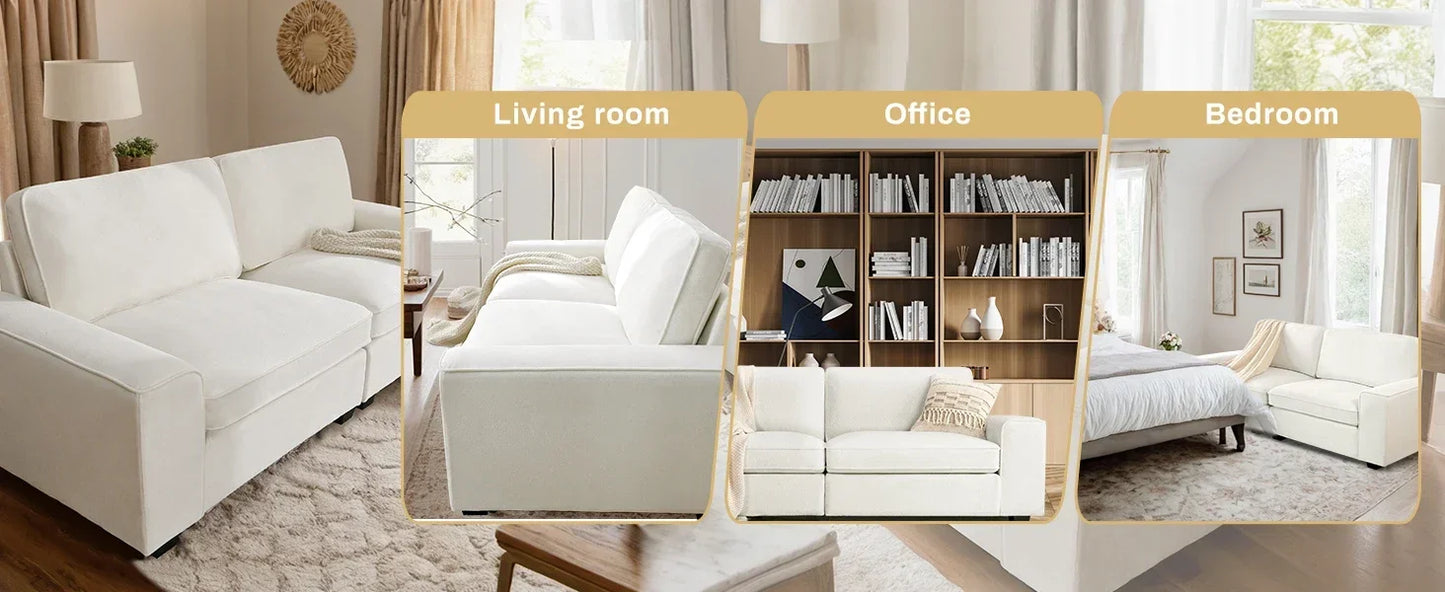 Ljustra Modern Plush Chenille Loveseat Sofa 88.58" Living Room Couch