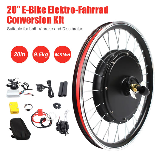 Front Wheel Hub Electric Bike Conversion Kit 1000W 20-inch E-Bike Wheel
