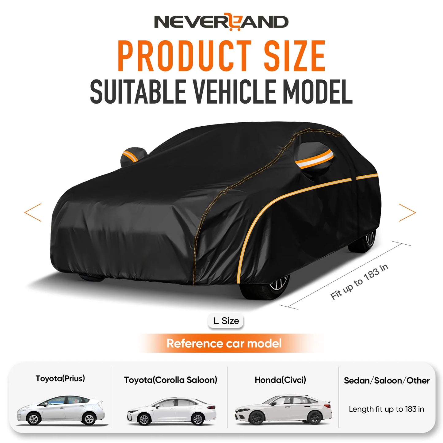 Car Cover Waterproof UV Protection Black 210D for BMW 325i 328i