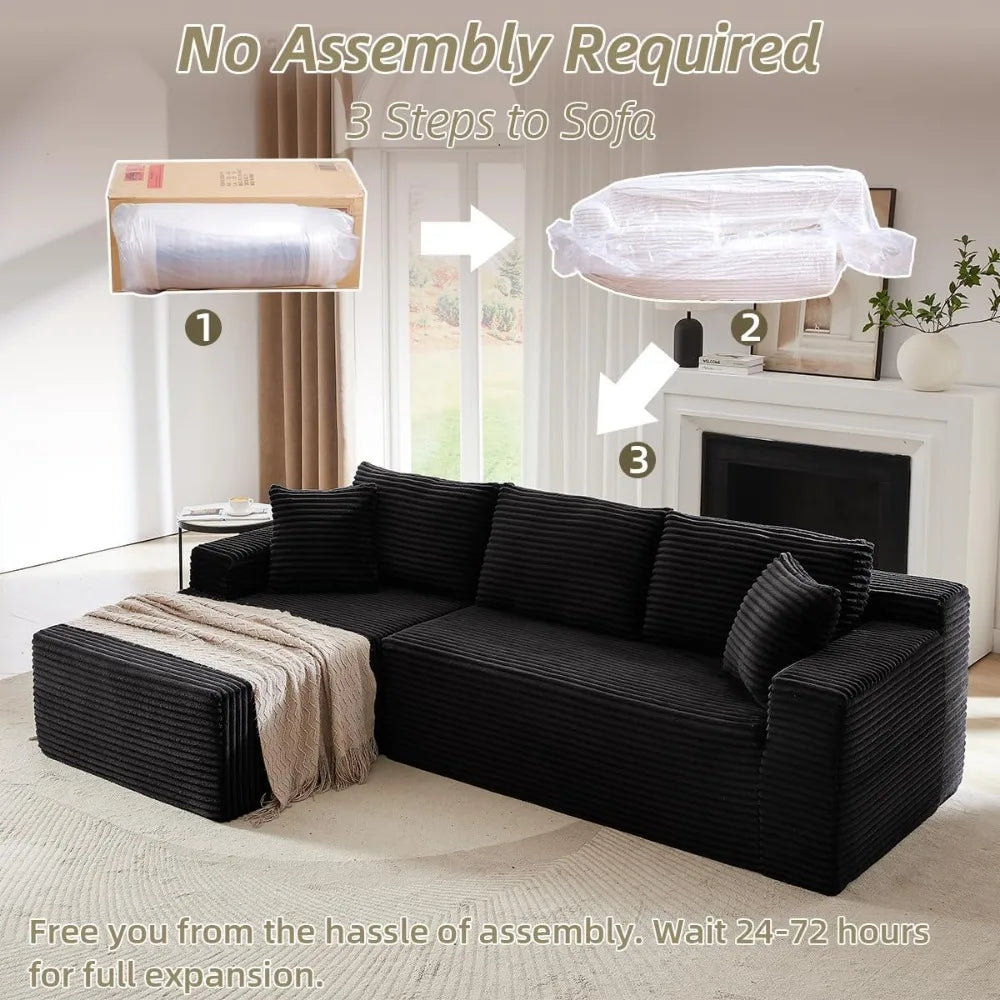 104 Inch L-Shape Cloud Sectional Couch Modern Deep Seat Sofa
