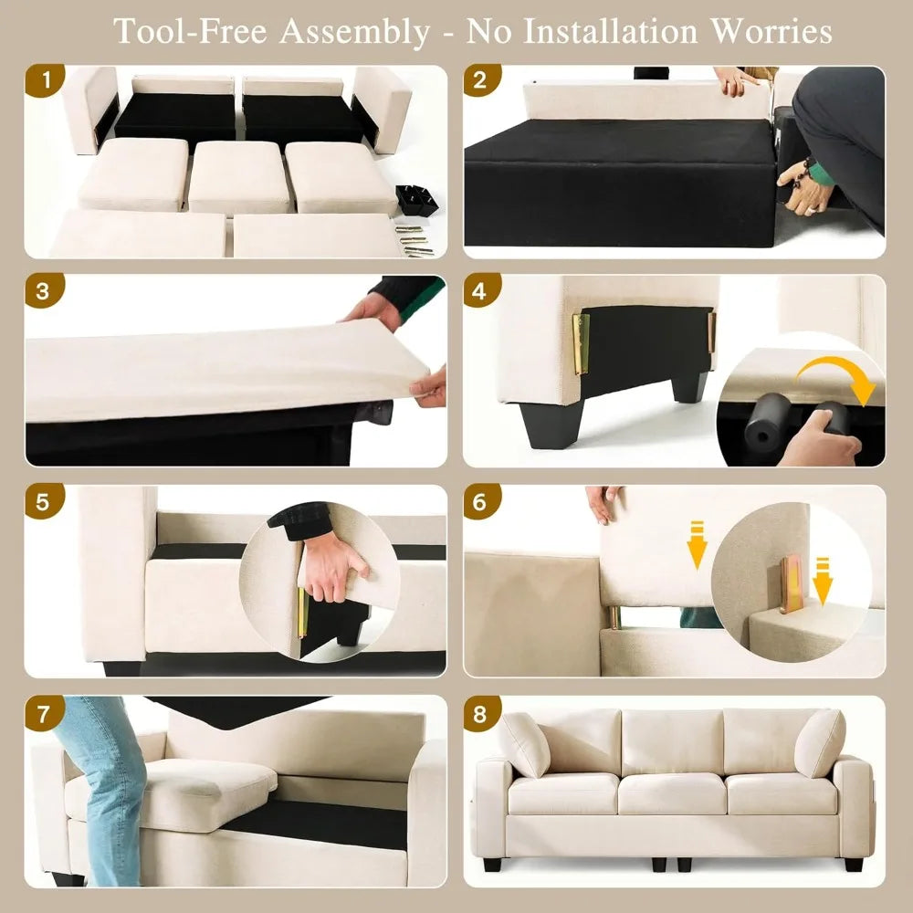 Ljustra 80 Inch Comfy Upholstered Sofa Couch Modern Loveseat Sleeper