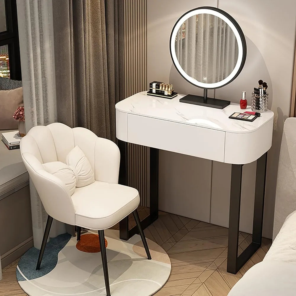 Modern Dressing Table with Drawers Makeup Vanity Desk with Mirror Lights