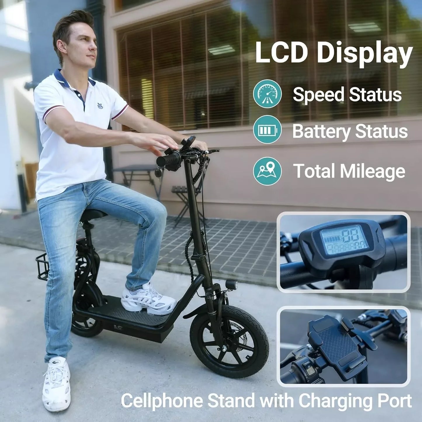 Ljustra 500W 14inch Electric Bicycle 10.4AH Battery 28Miles 22MPH Max Speed