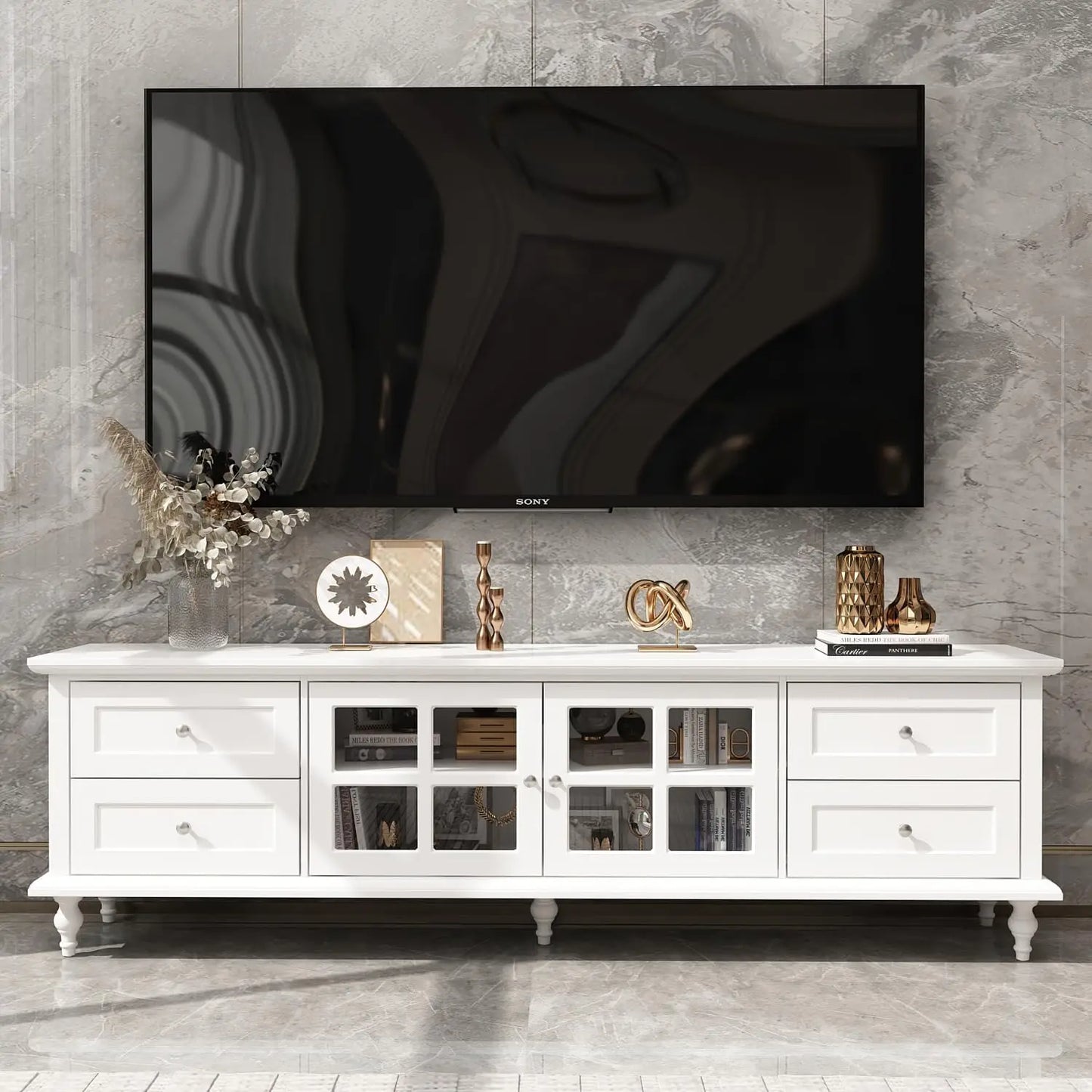 Farmhouse TV Stand for 75 Inch TVs 70.8 Inch Entertainment Center
