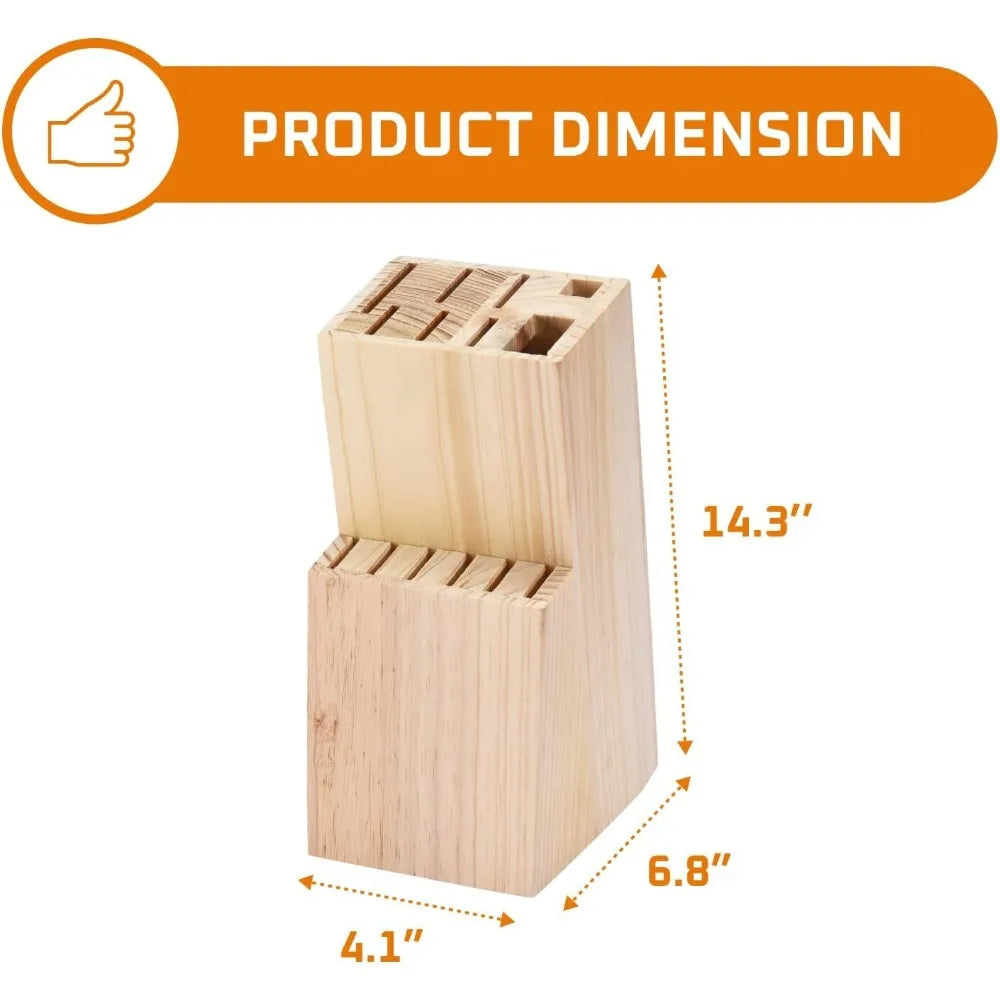Ljustra 15pcs Kitchen Knife Set with Solid Wood Holder Chef's Knives