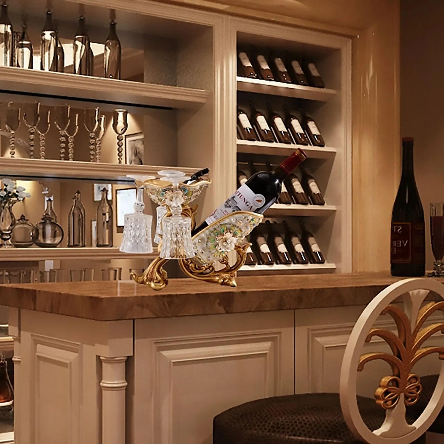 Stylish Multi-Functional Wine Holder Rack for Goblets and Dried Fruits