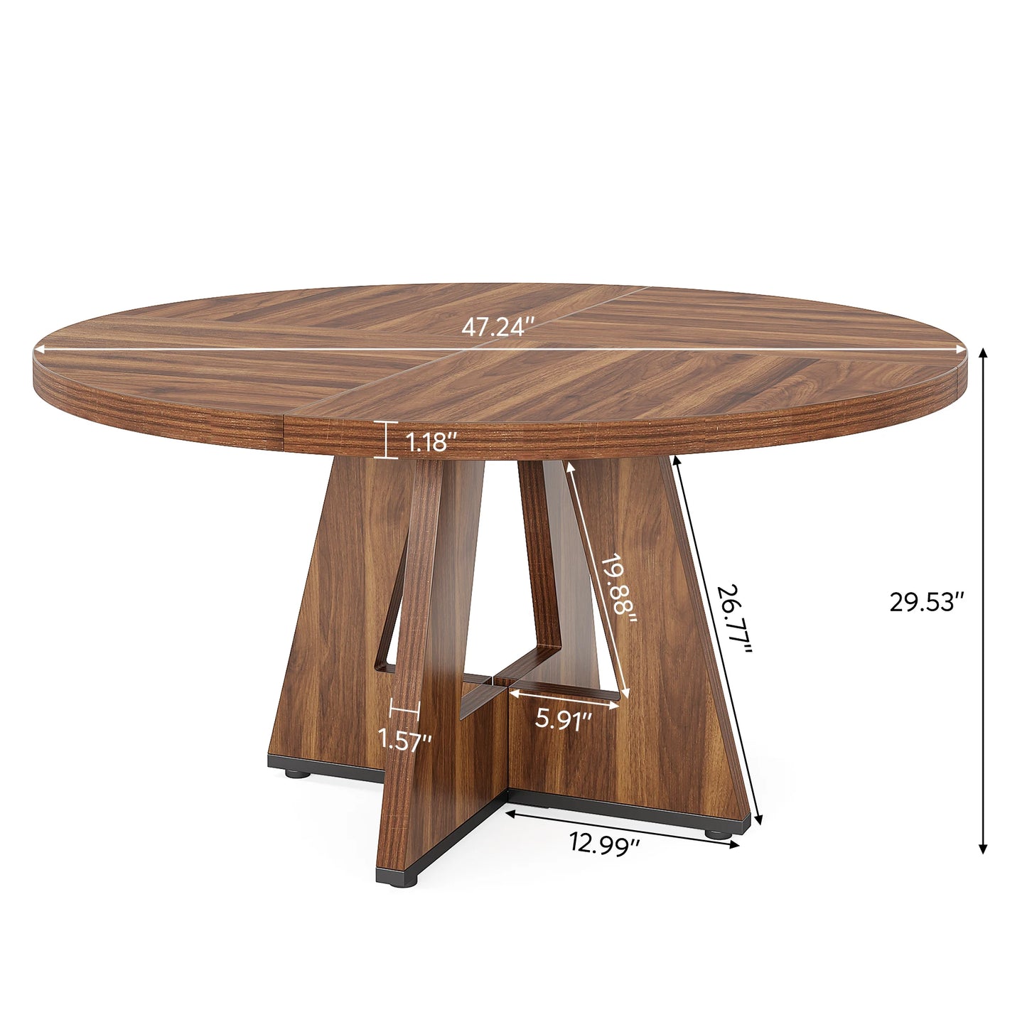 Ljustra Round Dining Table for 4 Farmhouse Style Kitchen Table 47 Inch