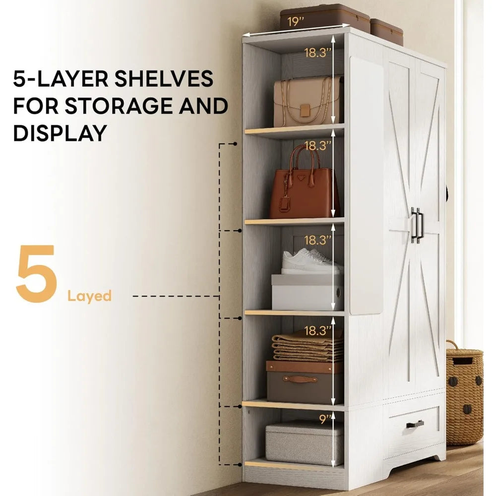 Ljustra Armoire Wardrobe Closet 70 Inch Large Storage with Mirror