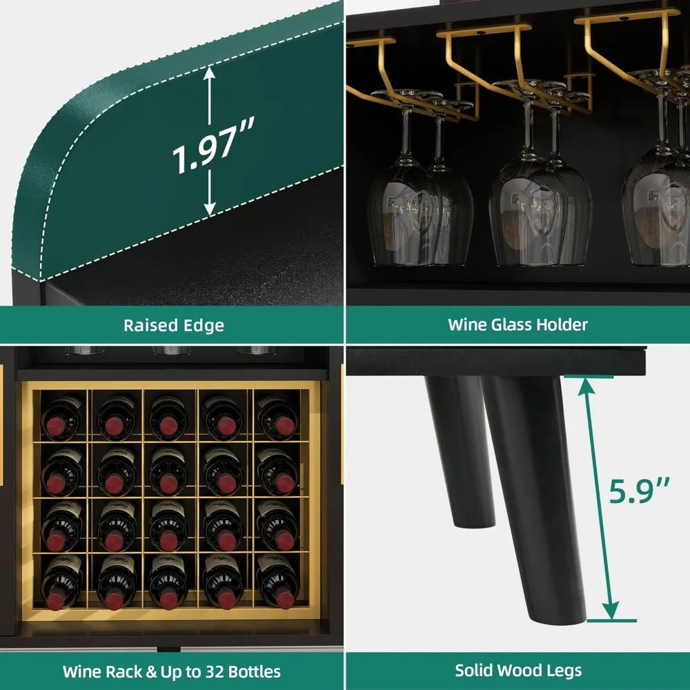 53 Inch Modern Wine Bar Cabinet Liquor Storage Buffet Home Furniture