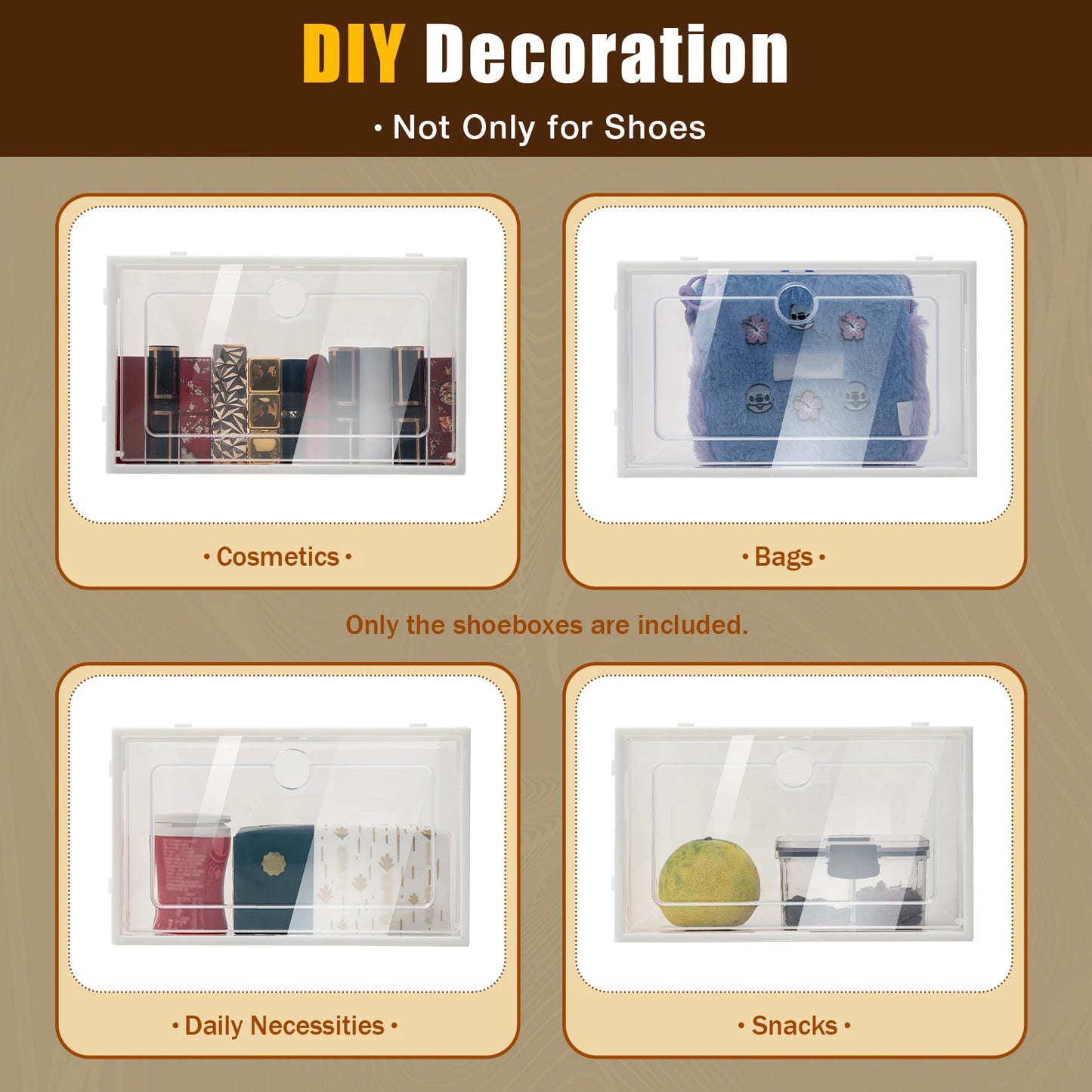 24 Pcs Stackable Transparent Shoe Box Dustproof Storage Organizer