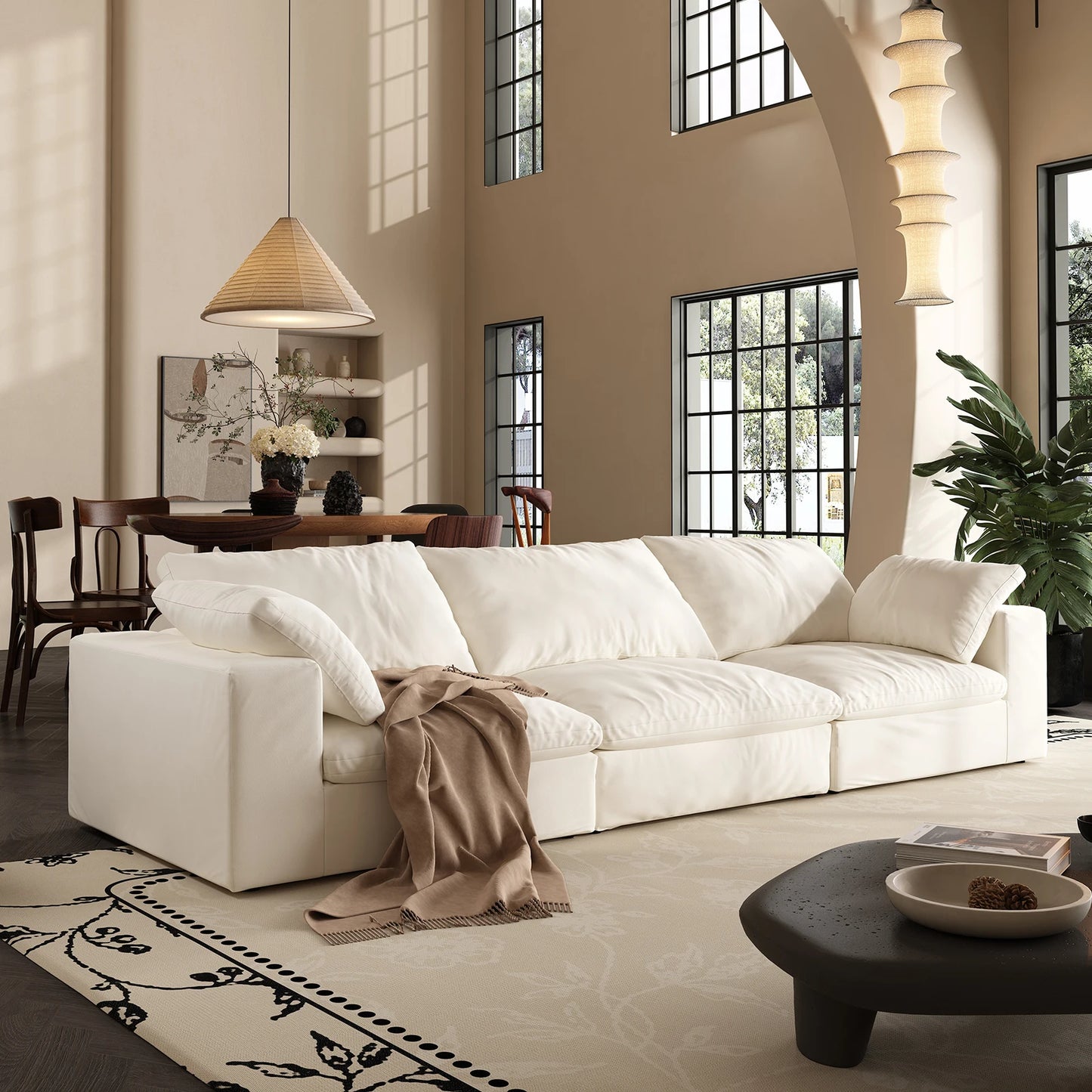 U-Shaped Cloud Couch Down-Filled Modern Modular Sectional Sofa Living Room