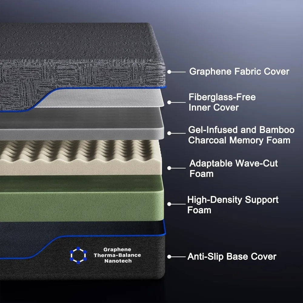 Ljustra 10 Inch Queen Memory Foam Mattress Cooling Gel Medium Firm