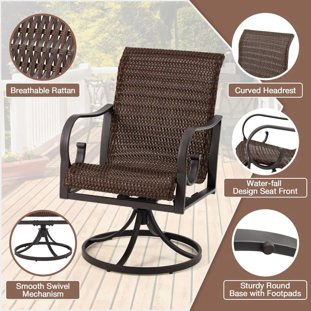 Patio Swivel Chairs Set of 2 Heavy Duty Outdoor Dining Chairs