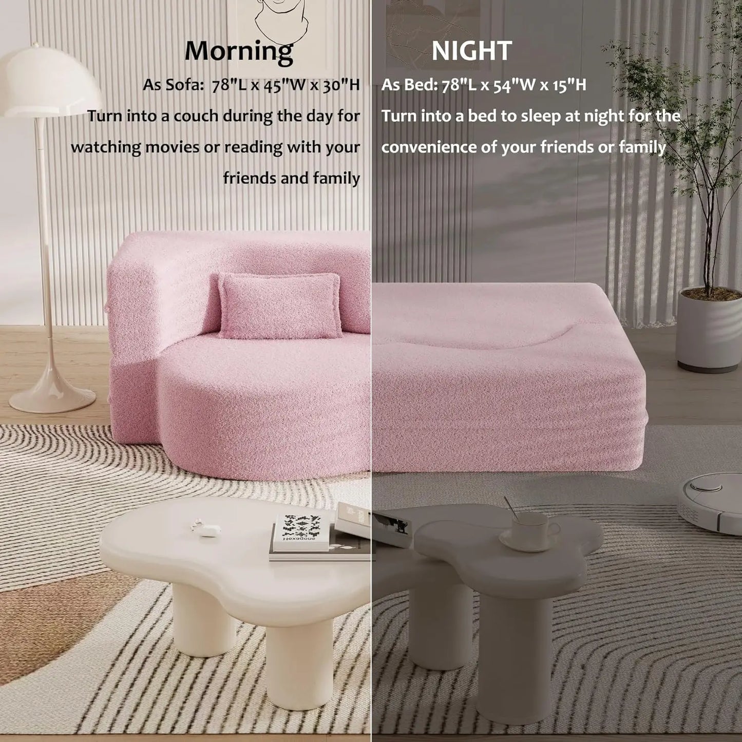 Ljustra Convertible Folding Sofa Bed Memory Foam Sleeper Couch