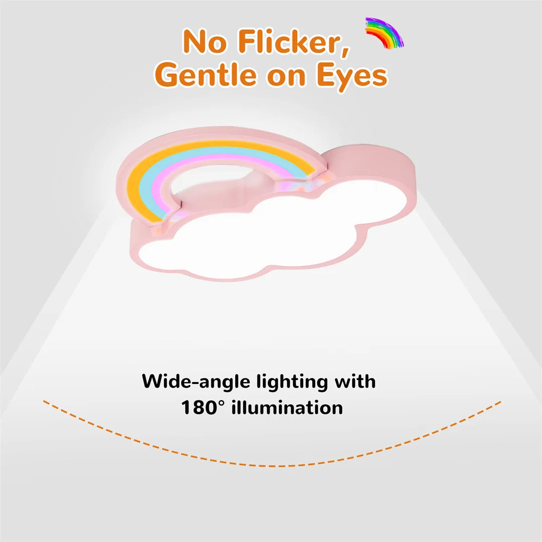 Kids Bedroom Ceiling Light Cloud Rainbow Ceiling Lamp Dimmable Fixture