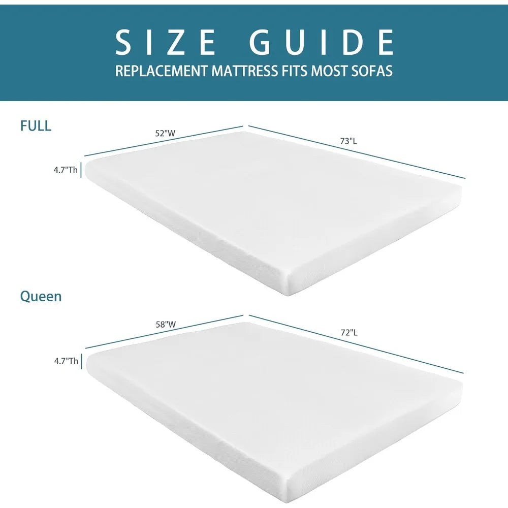 Ljustra 4.7 Inch Memory Foam Mattress Replacement Full Size Sofa Bed