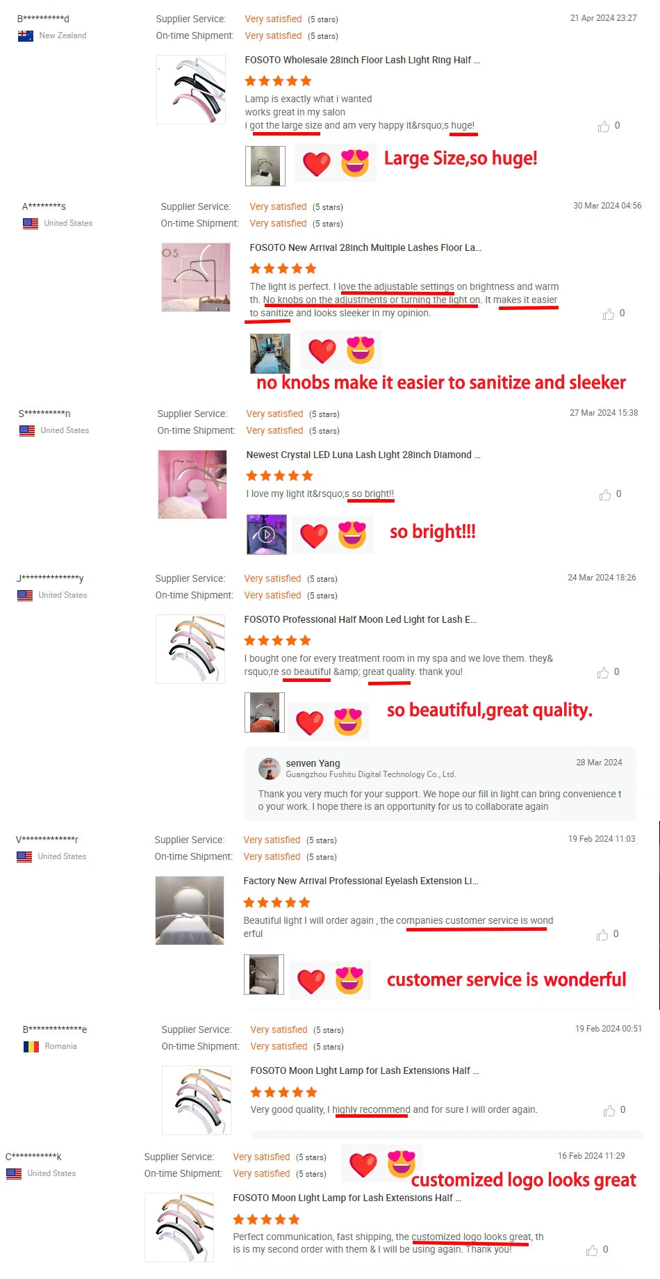 Fosoto Half-moon LED Video Light for Beauty Salon Tattoo Eyelash Work