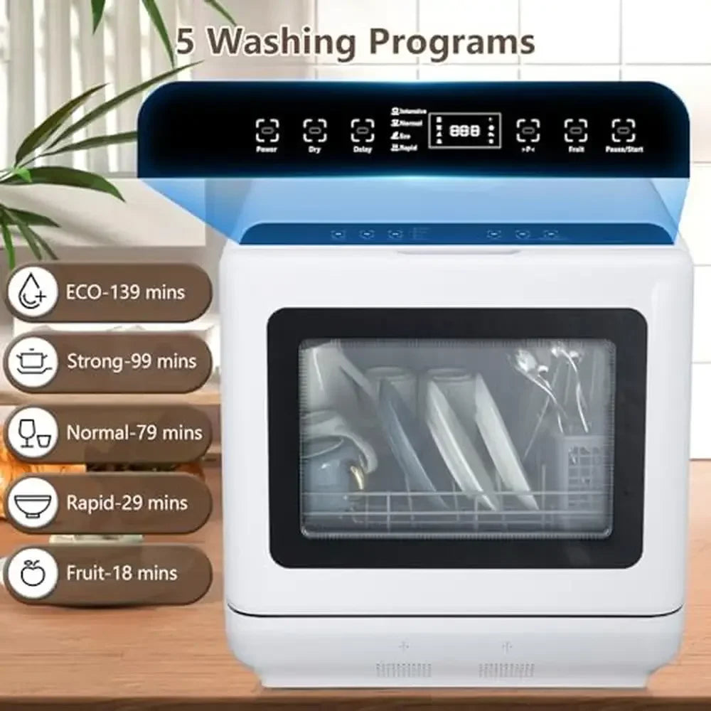 Portable Compact Dishwasher 4 Place Settings Eco-Friendly 360° Cleaning