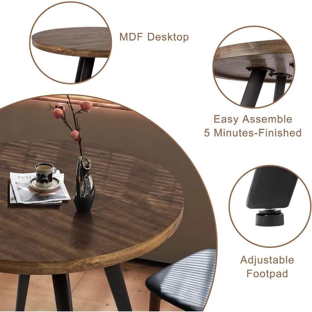 Round Small Dining Table for 2 Mid-Century Modern Kitchen Table