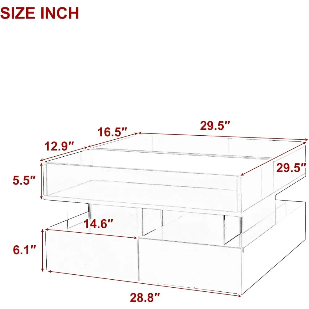 Modern Lift-Top Coffee Table High-Gloss Finish with Storage Drawers