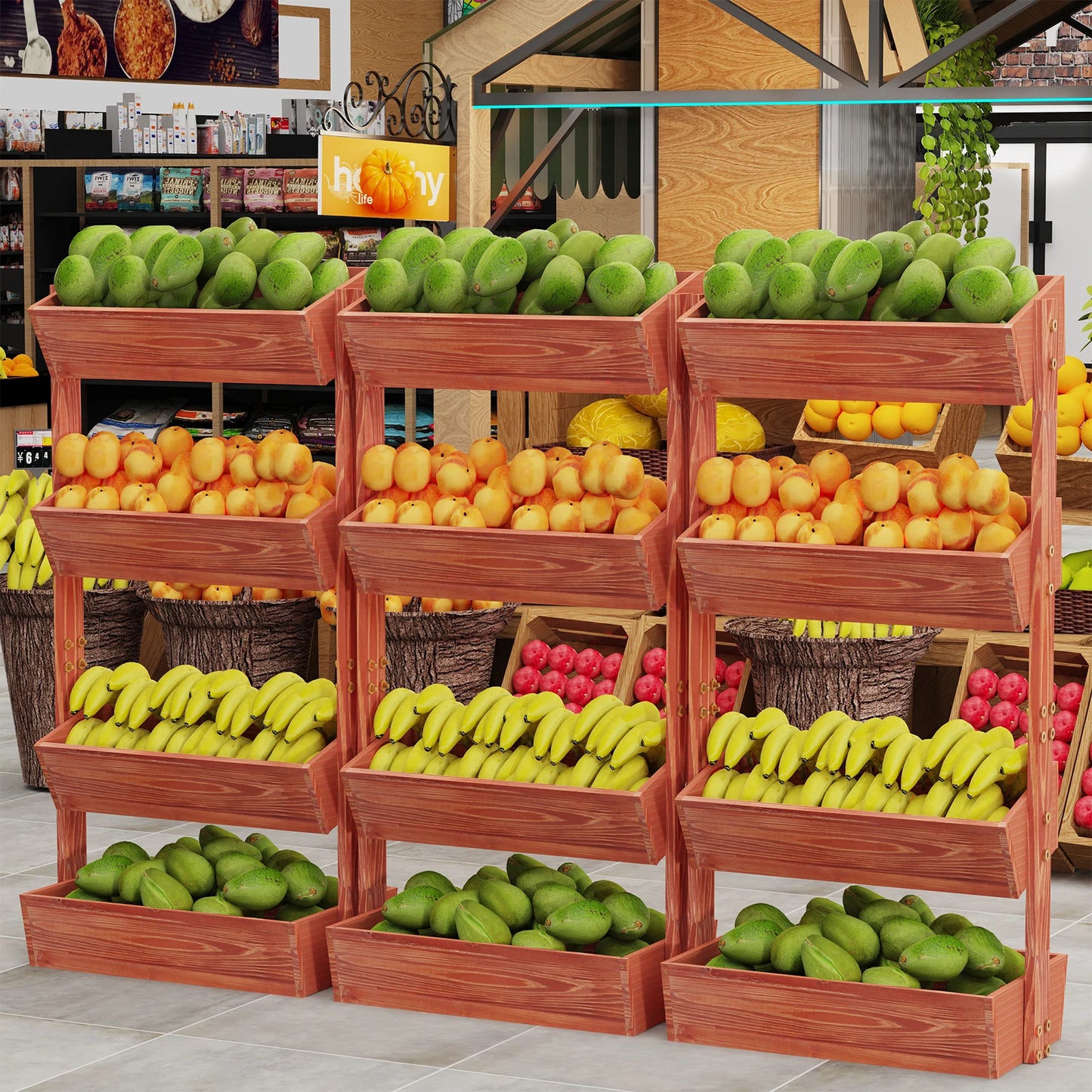 Extra Large 4 Tier Raised Garden Bed Solid Wood Vertical Planter Box