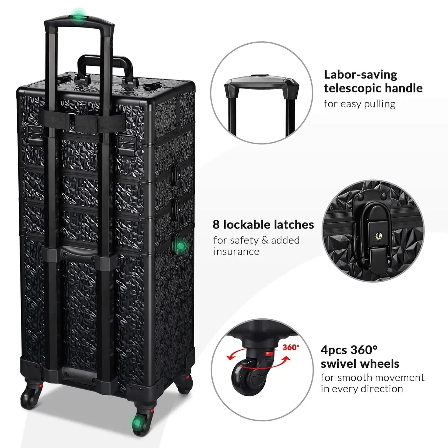 Rolling Makeup Train Case 4in1 Cosmetic Trolley Organizer Travel Cart